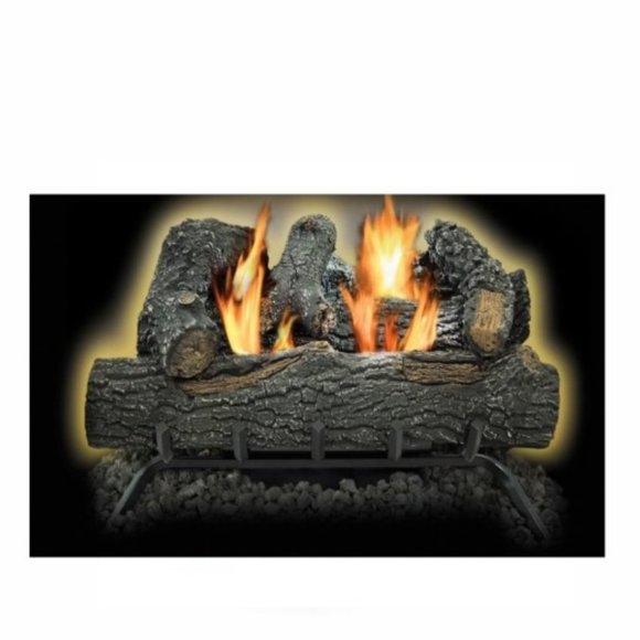 Comforter Glow 18" Natural/LP Gas Brentwood Split Walnut 9 handpainted logs New - Picture 3 of 7